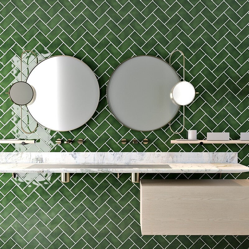 STATUS CERAMIC: Emerald Rectangle Field Tile (glossy | 3"x6"x3/8" | beveled)