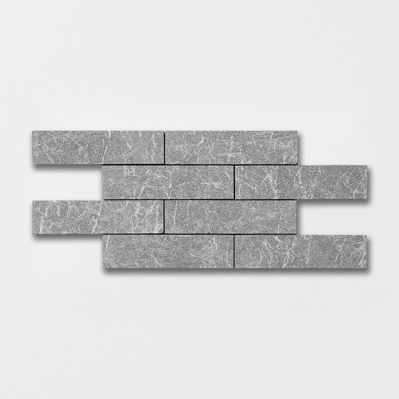 LONG SUBWAY: Iris Black Rectangle Field Tile (leather | 2"x8"x1/2" | straight cut)