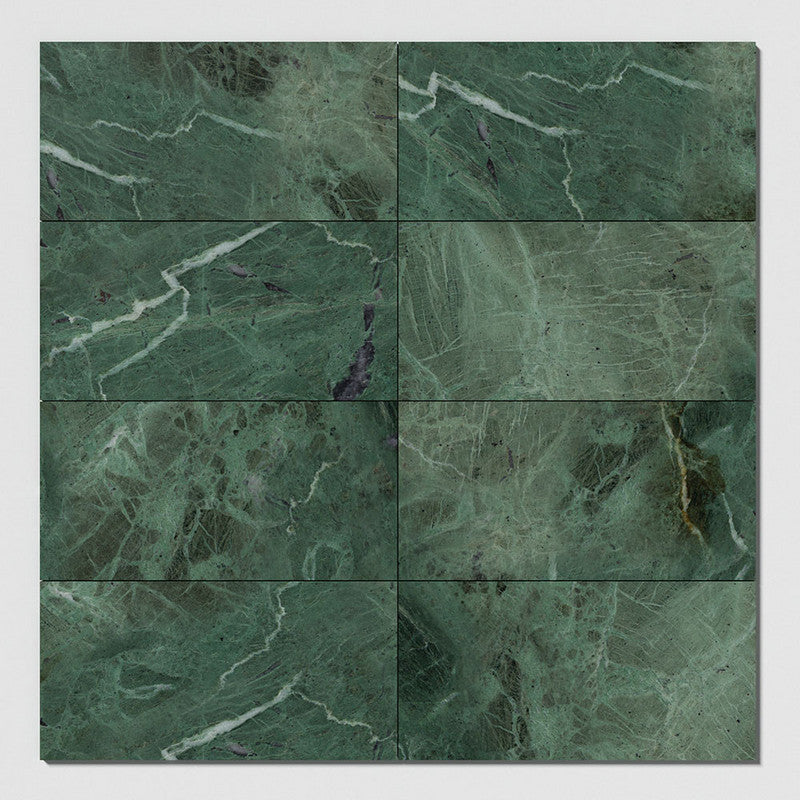 NATURAL REFLECTIONS : Verde Tia Marble Rectangle Field Tile (polished | 12"x24"x1/2" | straight cut)