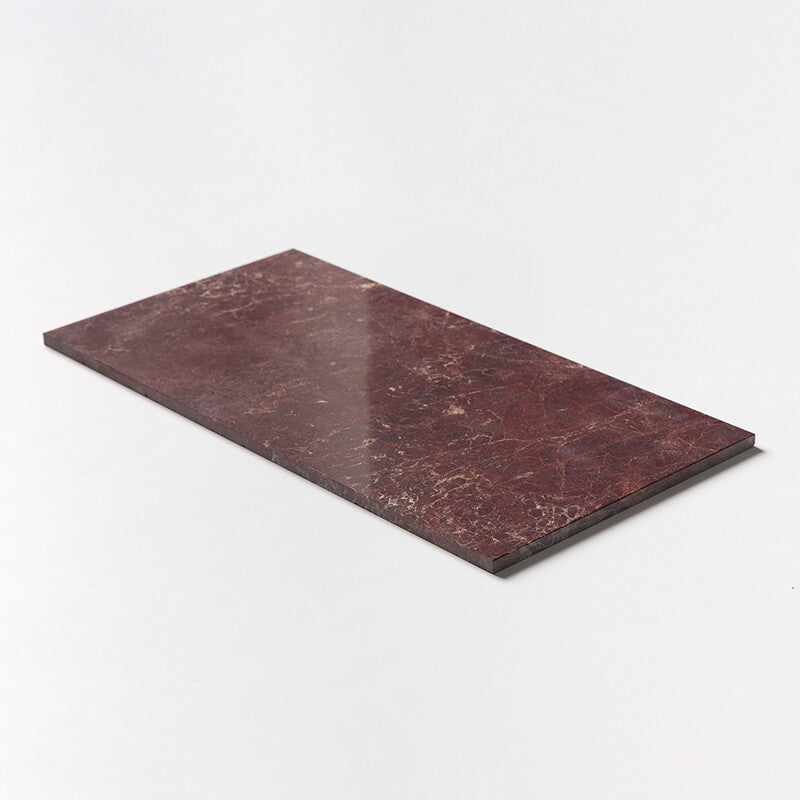 NATURAL REFLECTIONS : Red Bordeaux Marble Rectangle Field Tile (polished | 12"x24"x1/2" | straight cut)