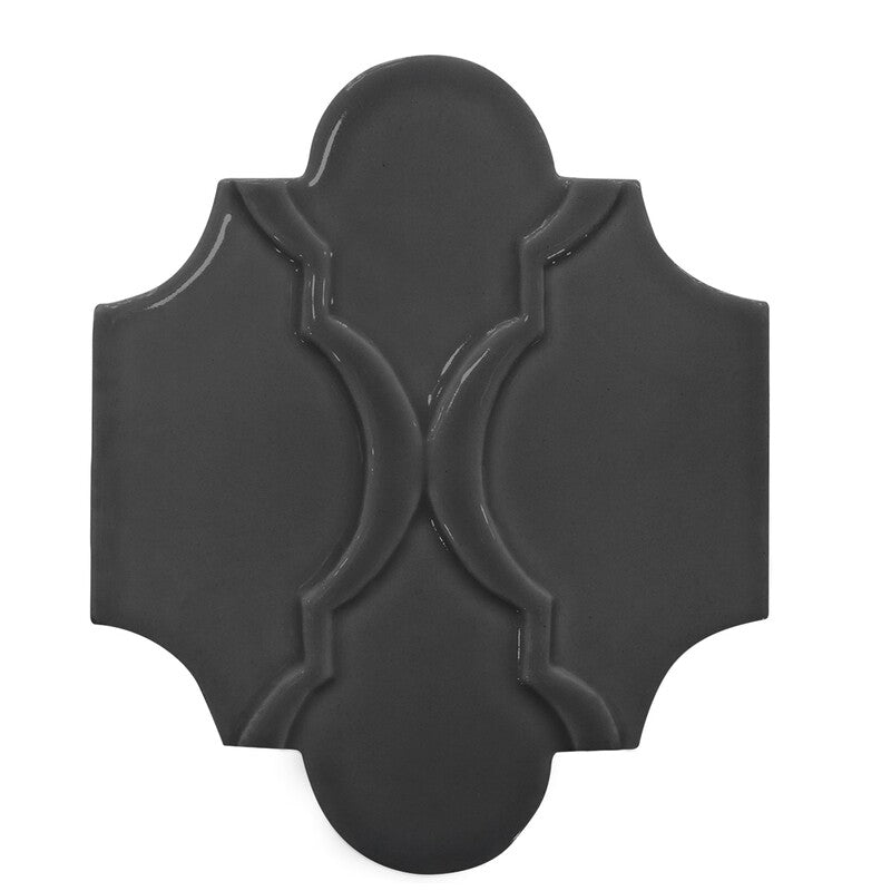 BREATHE MORESQUE: Nocturnal Arabesquette Field Deco Tile (glossy | 6"x8"x3/8" | round)
