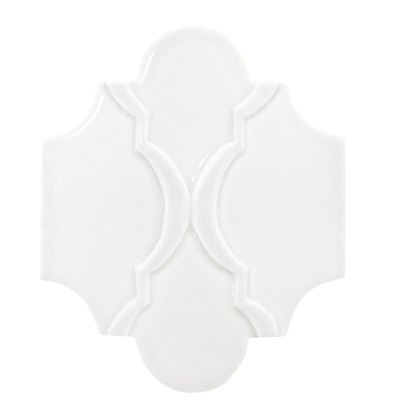 BREATHE MORESQUE: Snow Arabesquette Field Deco Tile (glossy | 6"x8"x3/8" | round)