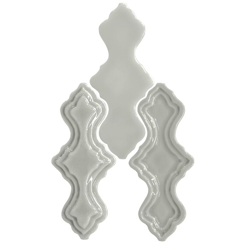 BREATHE MORESQUE: Ceniza Falbala Field Deco Tile (glossy | 2"x6"x3/8" | round)