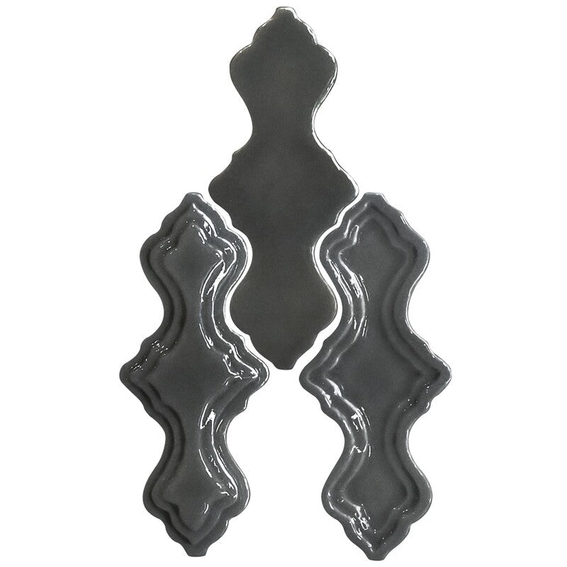 BREATHE MORESQUE: Nocturnal Falbala Field Deco Tile (glossy | 2"x6"x3/8" | round)
