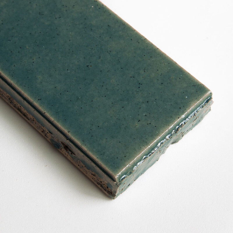 TEMPLE BRICK: Aqua Marine Rectangle Field Tile (crackled | 2"x7"x1/8" | straight cut)