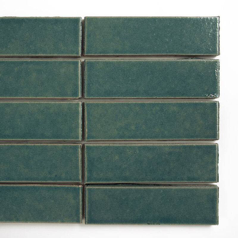 TEMPLE BRICK: Aqua Marine Rectangle Field Tile (crackled | 2"x7"x1/8" | straight cut)