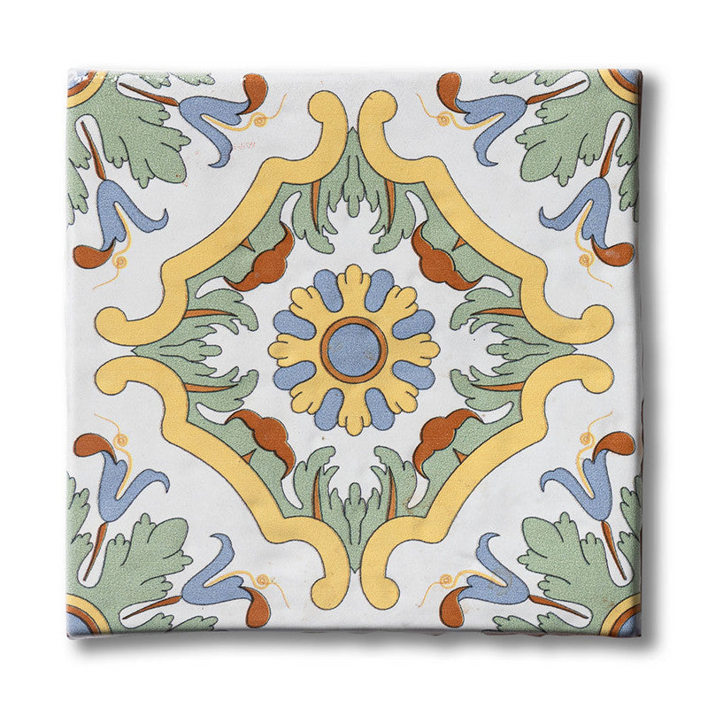 ANTIQUE: Sintra 5 Glazed Terracotta Field Deco Tile (6"x6"x1/2" | glossy)