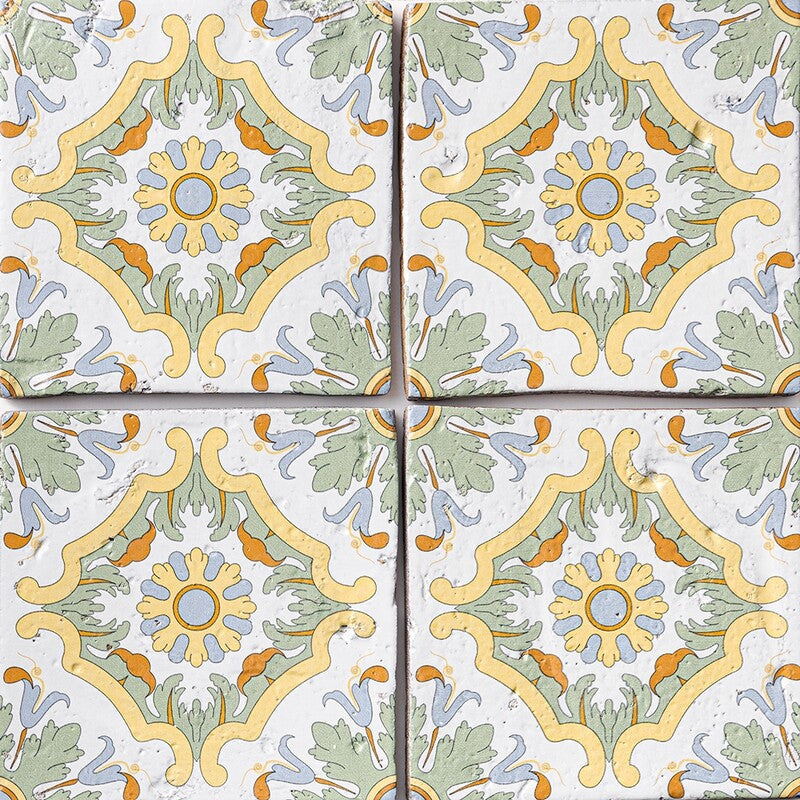 ANTIQUE: Sintra 5 Glazed Terracotta Field Deco Tile (6"x6"x1/2" | glossy)
