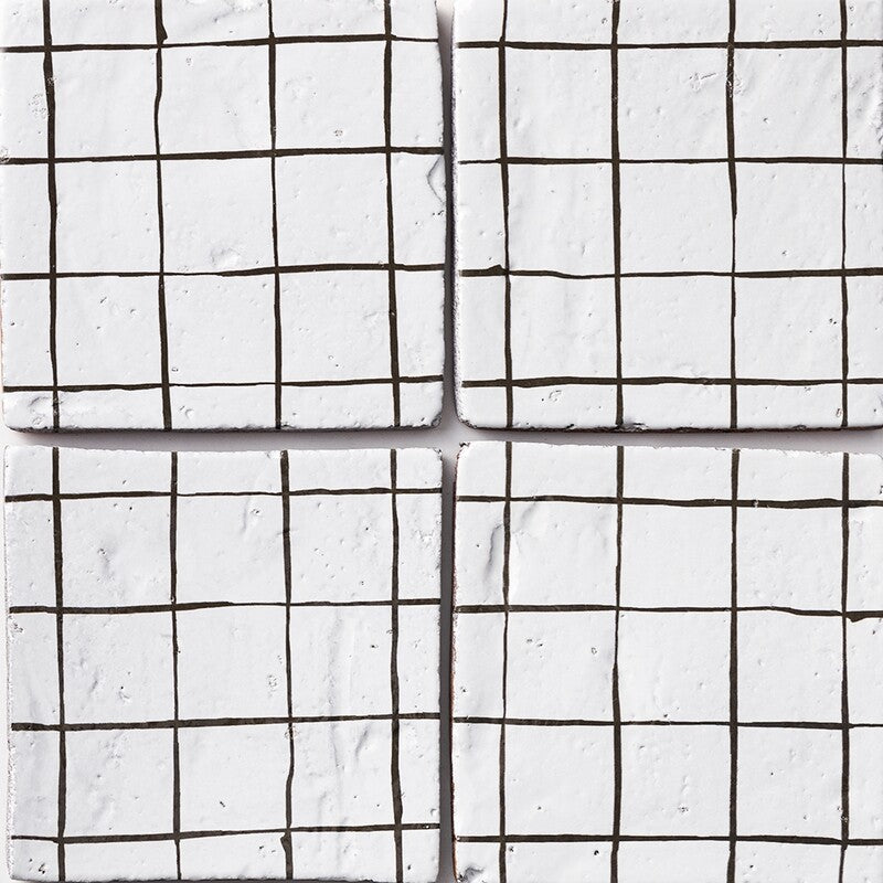 ANTIQUE: Zuni 5 Glazed Terracotta Field Deco Tile (6"x6"x1/2" | glossy)