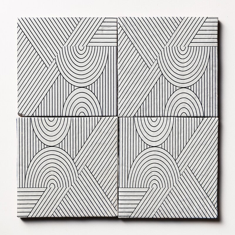 ANTIQUE: Zuni 4 Glazed Terracotta Field Deco Tile (6"x6"x1/2" | glossy)