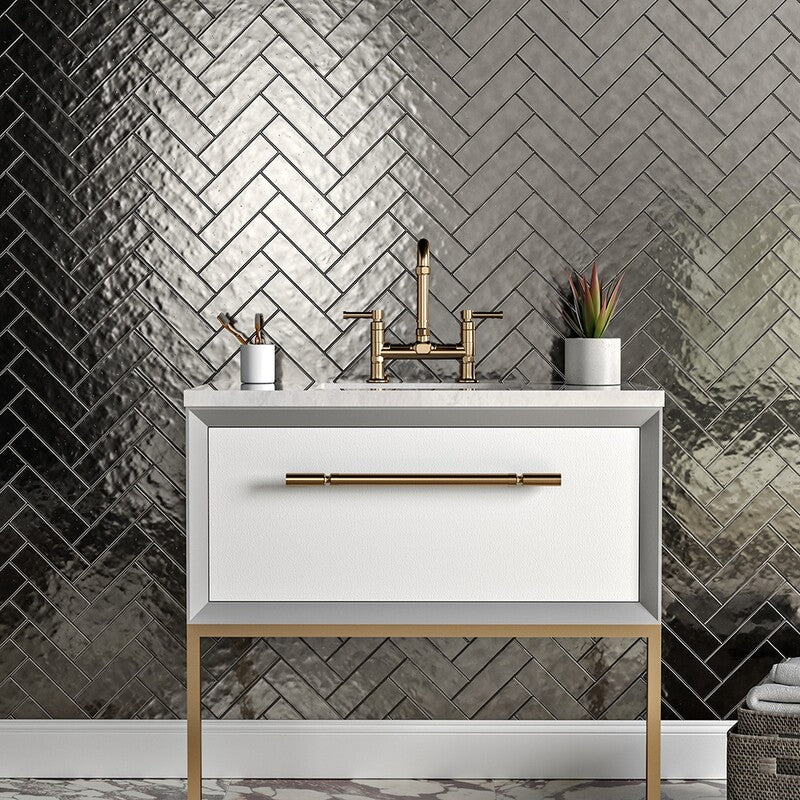 FORTE BRICK STUDIO: Gun Metal Rectangle Field Tile (glossy | 2"x7"x1/4" | straight cut)