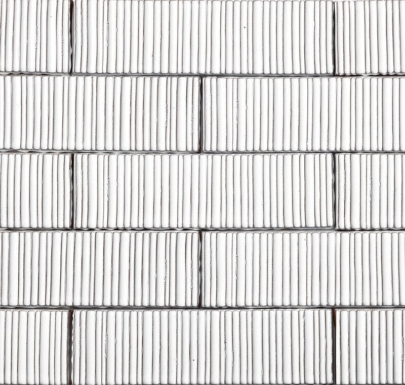 FORTE BRICK STUDIO: Royal White Staccato Field Deco Tile (glossy | 2"x7"x1/4" | straight cut)