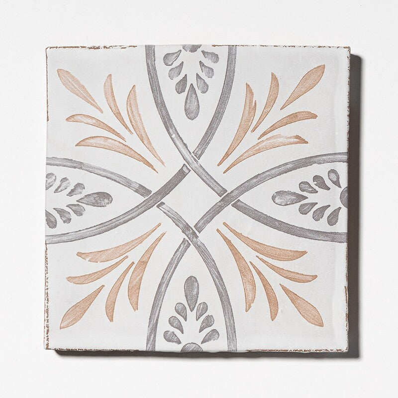 LEITMOTIF: Willow Whirl Glazed Terracotta Field Deco Tile (6"x6"x3/8" | matte)