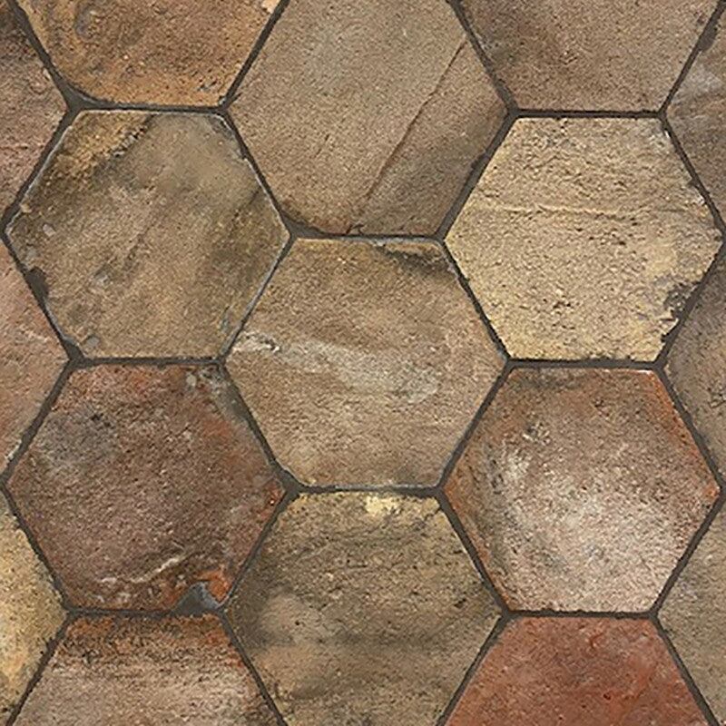 RECLAIMED: Red Hexagon Field Tile (natural | 6"x6"x3/4" | beveled)
