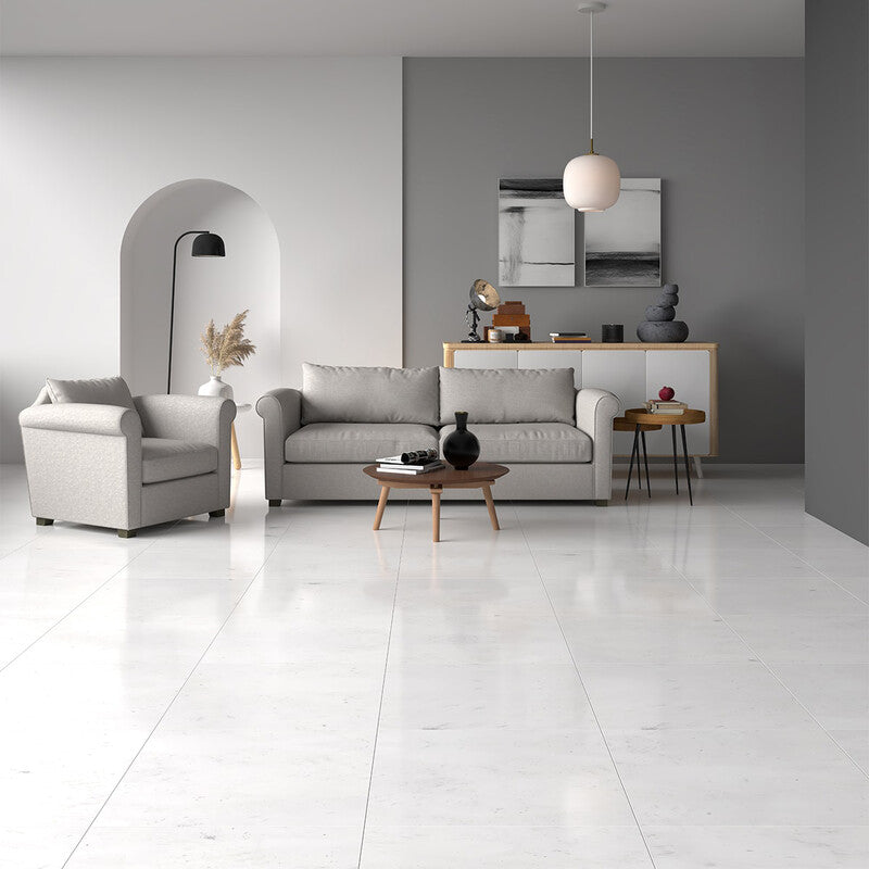 ROYAL WHITE : Square Field Tile (polished | 24"x24"x3/4" | straight cut)
