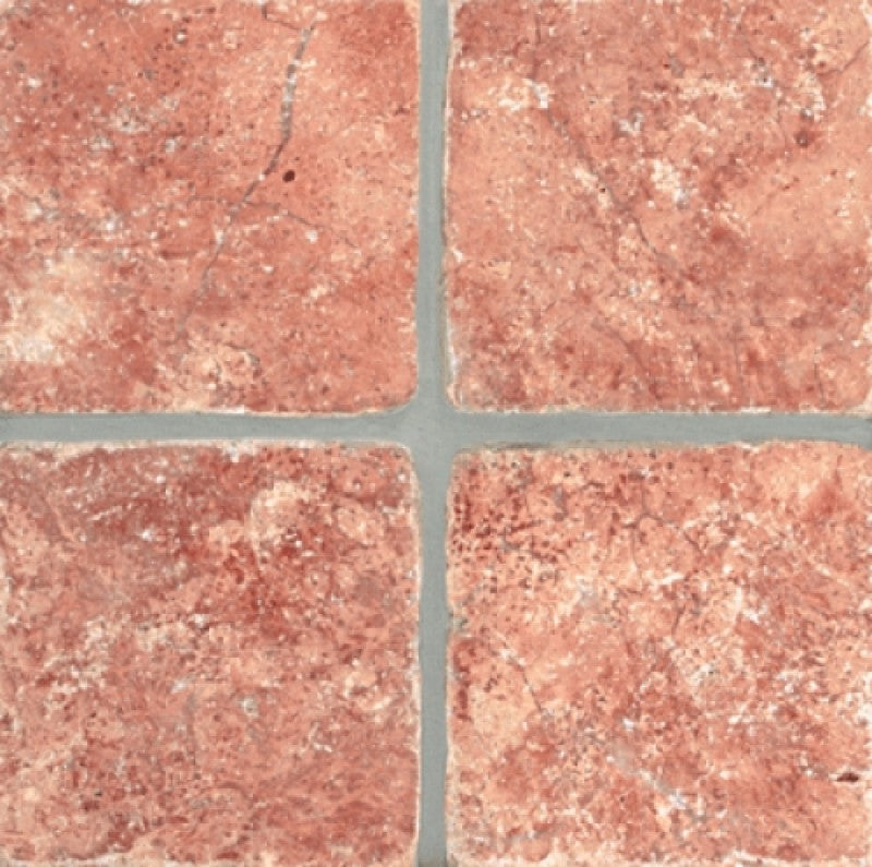 RED: Travertine Square Field Tile (4"x4"x3/8" | tumbled)