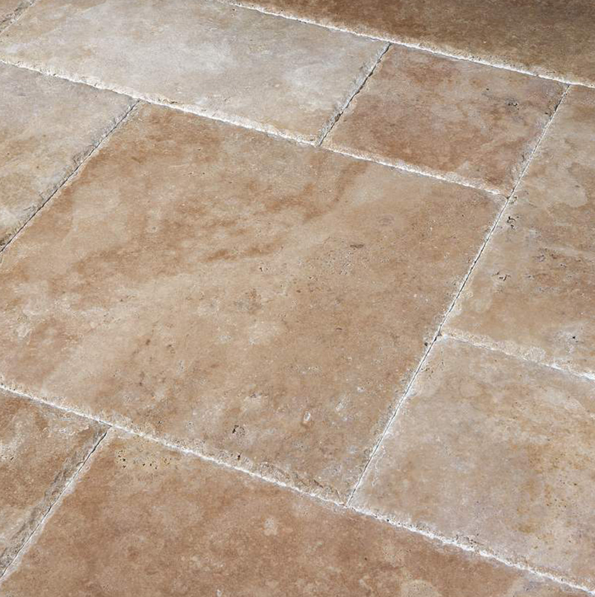 KORDELIA: Travertine Versailles Pattern Field Tile (1/2"-thick | brushed | chiseled)