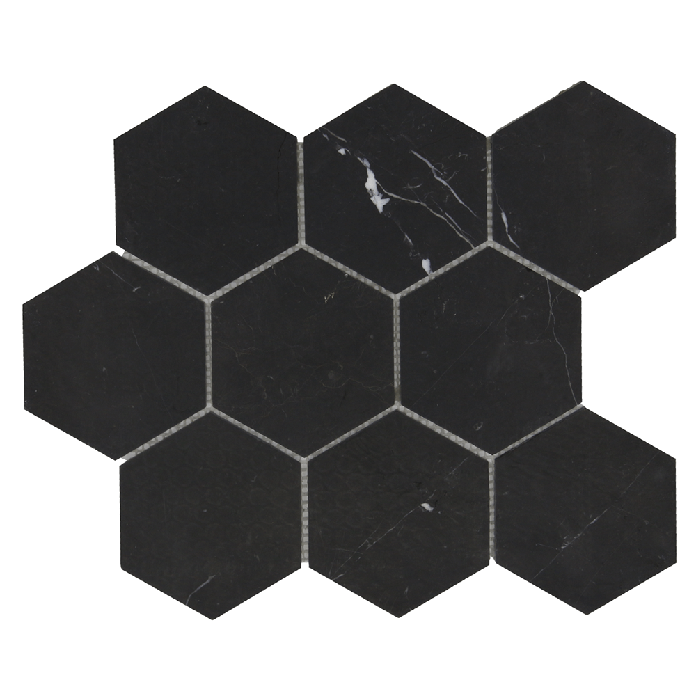 TAURUS BLACK: Marble 4" Honeycomb Mosaic (11 9/16"x14"x3/8" | honed)