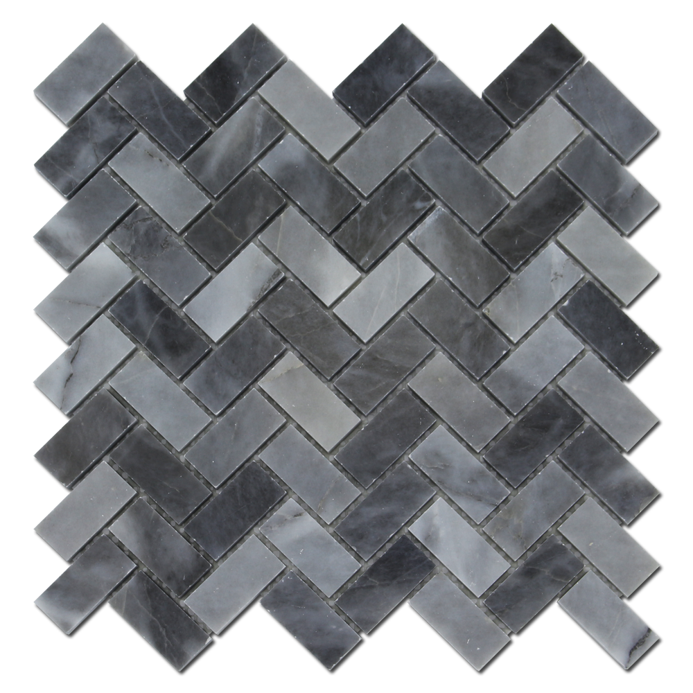 BARDIGLIO: Marble 1"X2" Herringbone Mosaic (12"x12"x3/8" | polished)