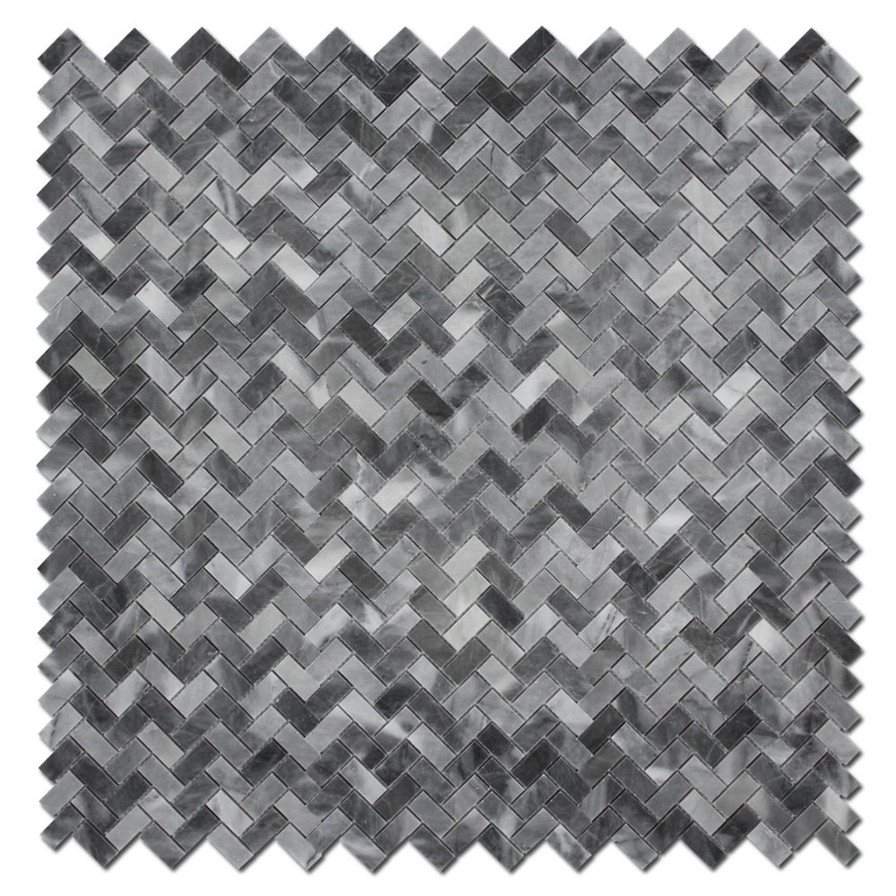 BARDIGLIO: Marble 1"X2" Herringbone Mosaic (12"x12"x3/8" | polished)