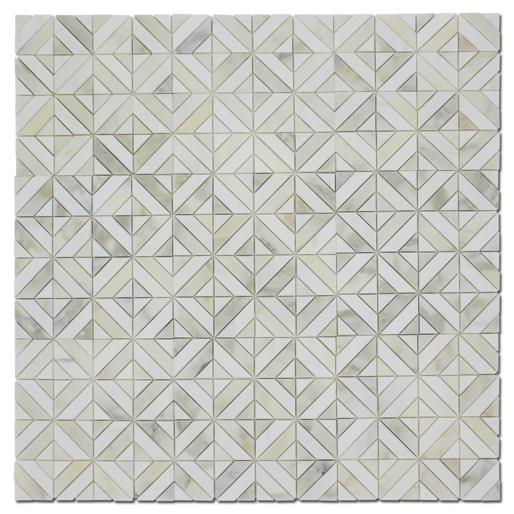 BIANCO VENATO: Calacatta Olive Marble & Dolomite Matrix Mosaic (12"x12"x3/8" | polished)