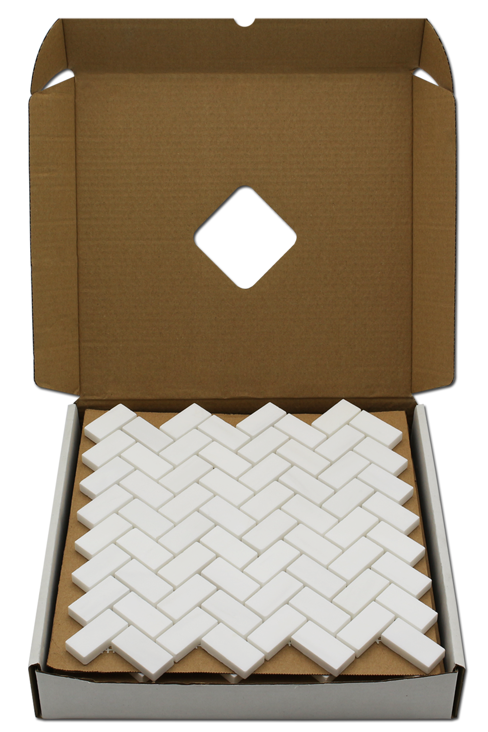 BIANCO VENATO: Dolomite 1"X2" Herringbone Mosaic (12"x12"x3/8" | polished)