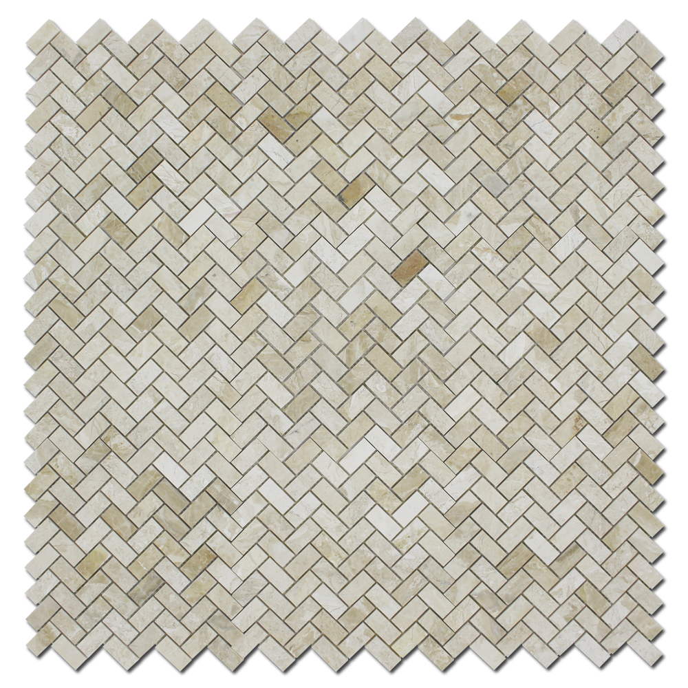 KARYA ROYAL: Marble 1"X2" Herringbone Mosaic (12"x12"x3/8" | polished)