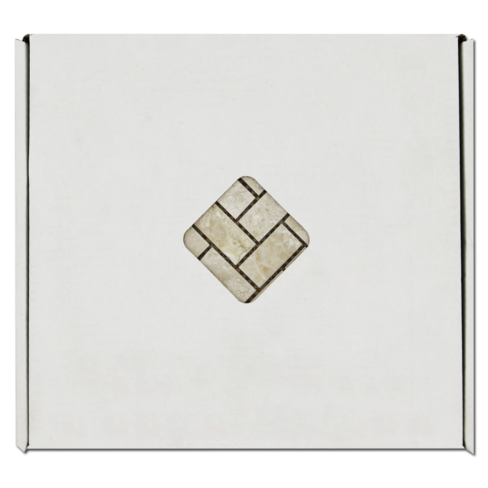 KARYA ROYAL: Marble 1"X2" Herringbone Mosaic (12"x12"x3/8" | polished)