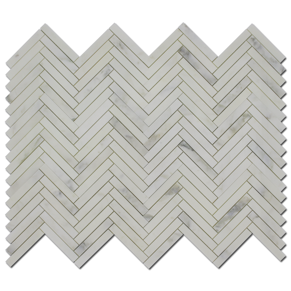 CALACATTA OLIVE: Marble 1"X6" Herringbone Mosaic (12"x12"x3/8" | polished)