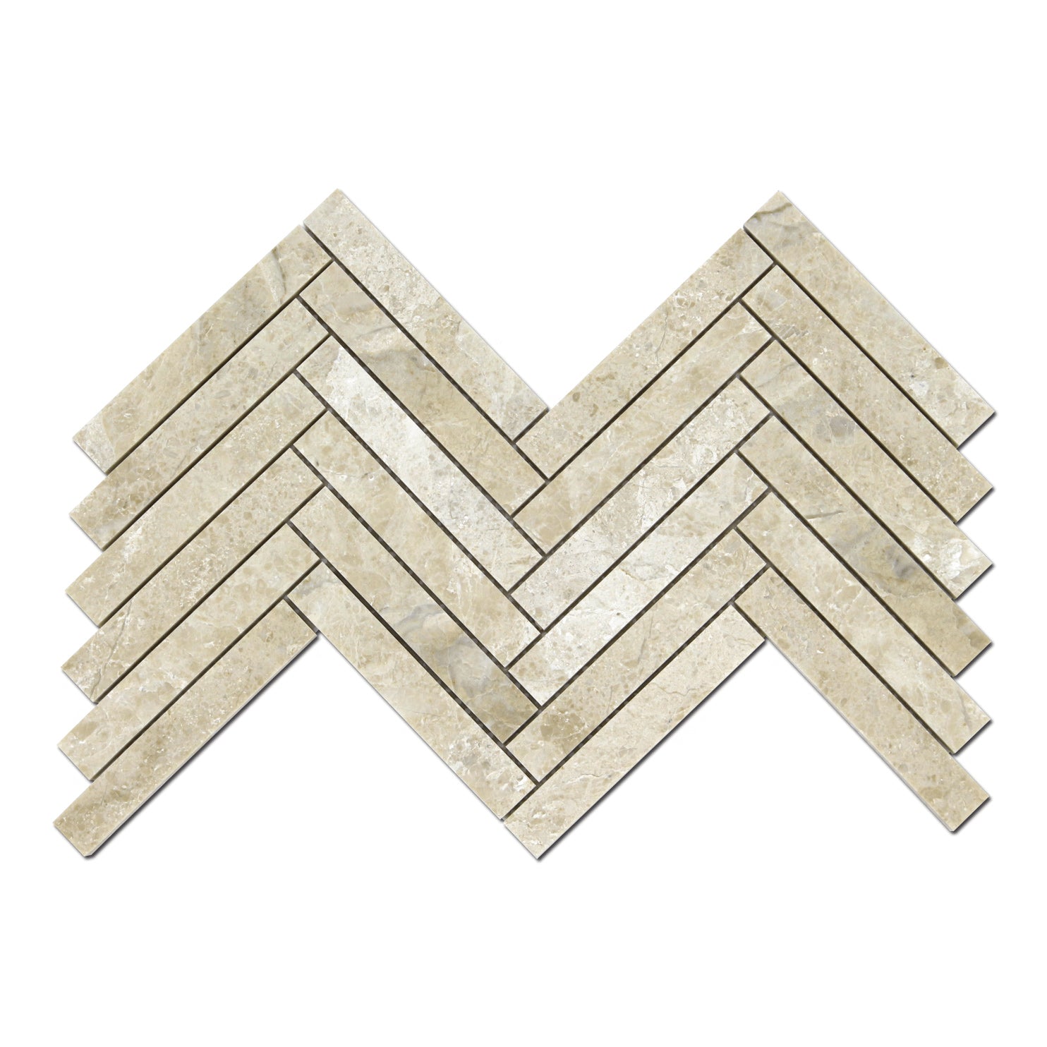 KARYA ROYAL: Marble 1"X6" Herringbone Mosaic (12"x12"x3/8" | honed)