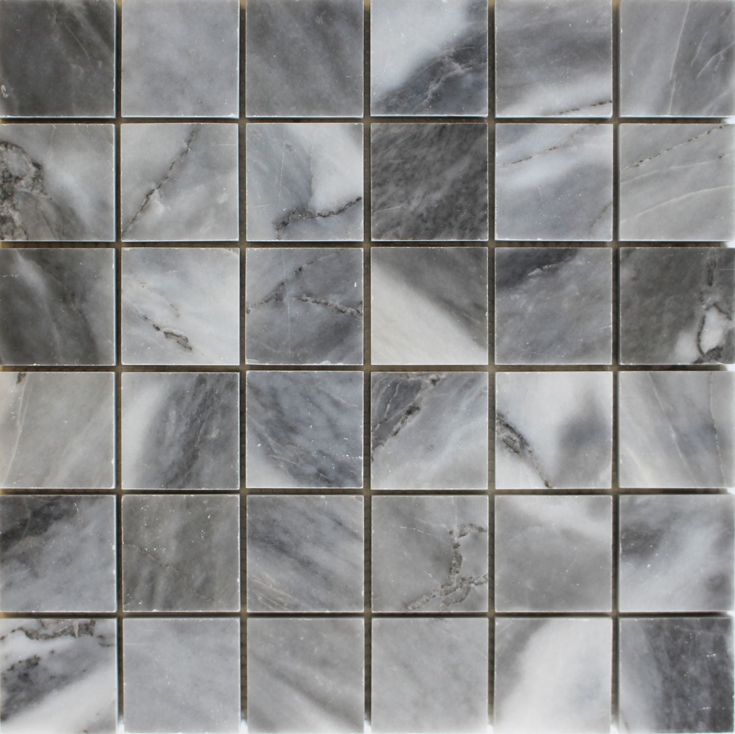 BARDIGLIO: Marble 2"X2" Straight Stack Mosaic (12"x12"x3/8" | polished)