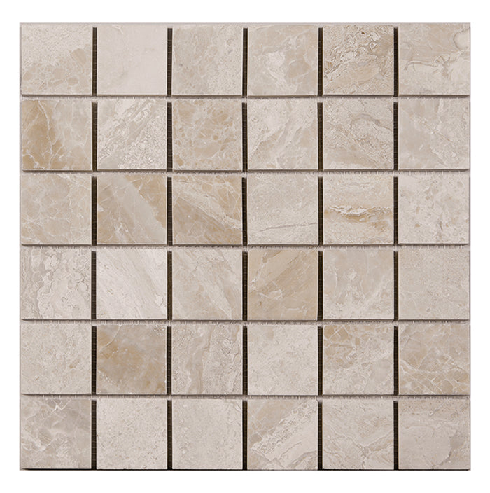 KARYA ROYAL: Marble 2"X2" Straight Stack Mosaic (12"x12"x3/8" | honed)