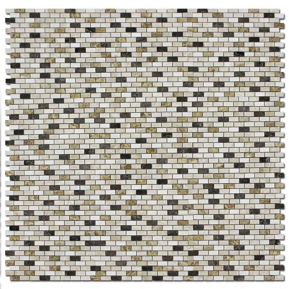 KARYA ROYAL: Marble 5/8"X1 1/4" Adriatica Mosaic (12"x12"x3/8" | polished)