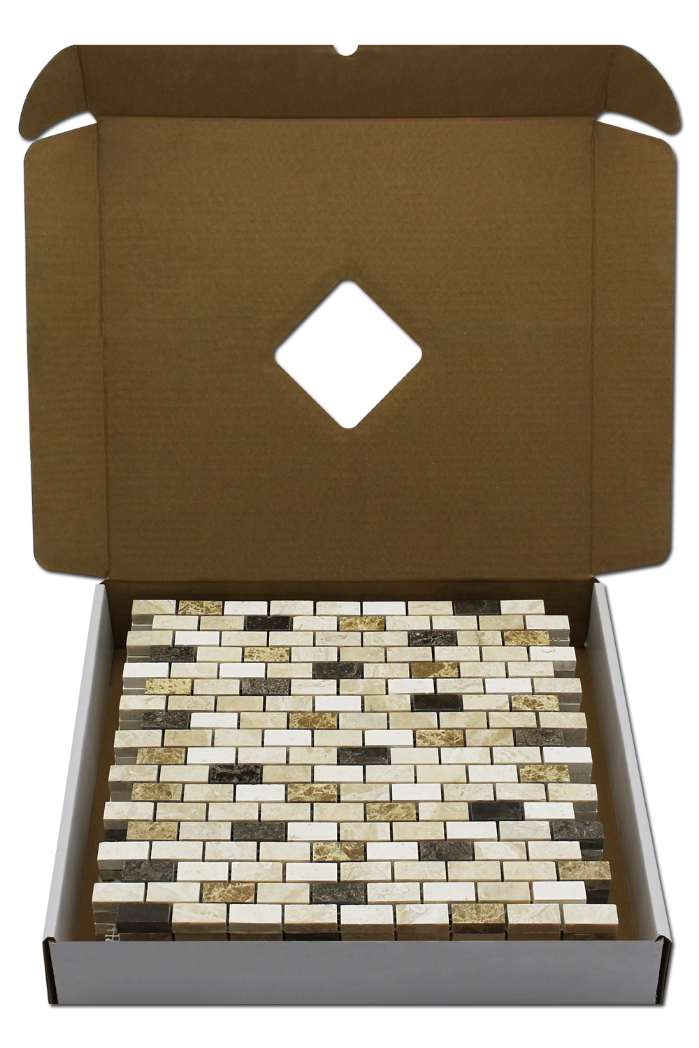 KARYA ROYAL: Marble 5/8"X1 1/4" Adriatica Mosaic (12"x12"x3/8" | polished)