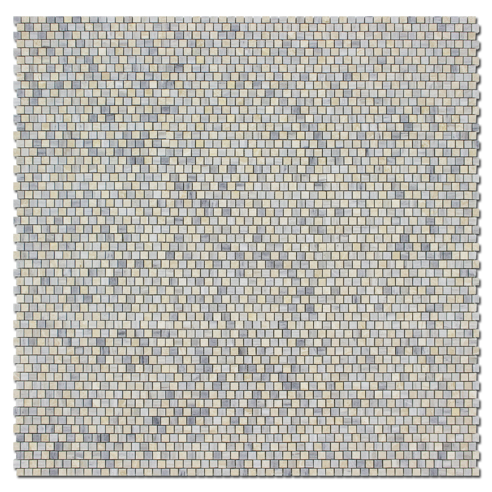 SOLTO WHITE: Botticino Marble 5/8"X5/8" Adriatica Mosaic (12"x12"x3/8" | honed)