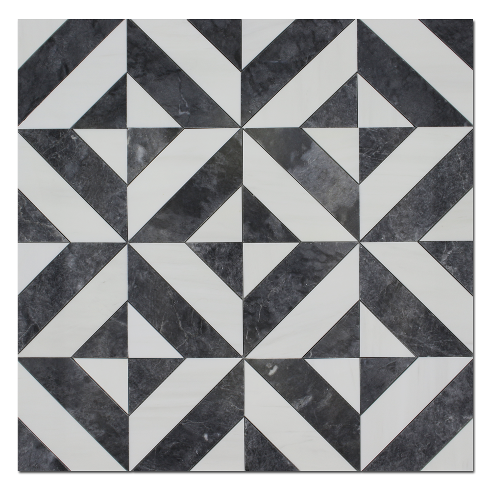 BARDIGLIO: Bianco Venato Marble & Dolomite Artisan Mosaic (6"x8"x3/8" | polished)