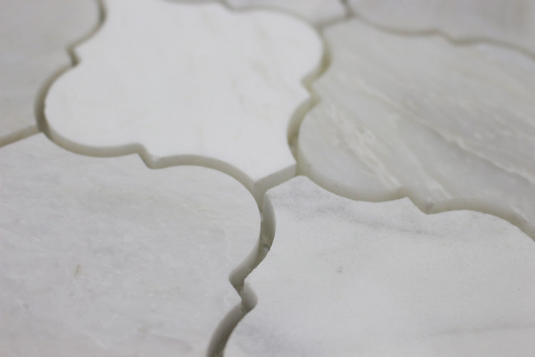 BIANCO VENATO: Iceberg, Imperial White Marble Arabesque Mosaic (12"x12"x3/8" | polished)