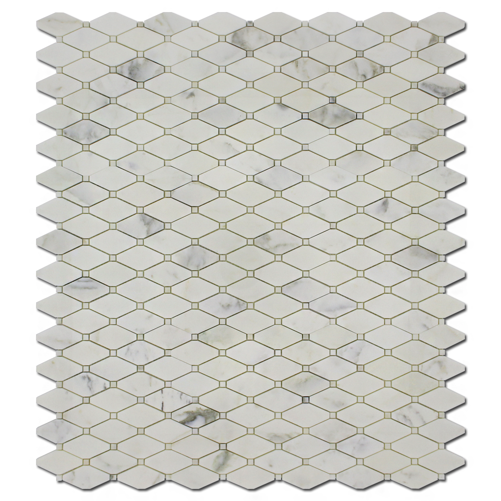 CALACATTA OLIVE: Marble Clipped Diamond Mosaic (12"x12"x3/8" | polished)