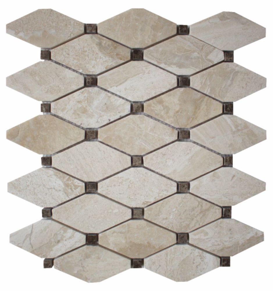KARYA ROYAL: Emperador Marble Clipped Diamond Mosaic (12"x12"x3/8" | polished)