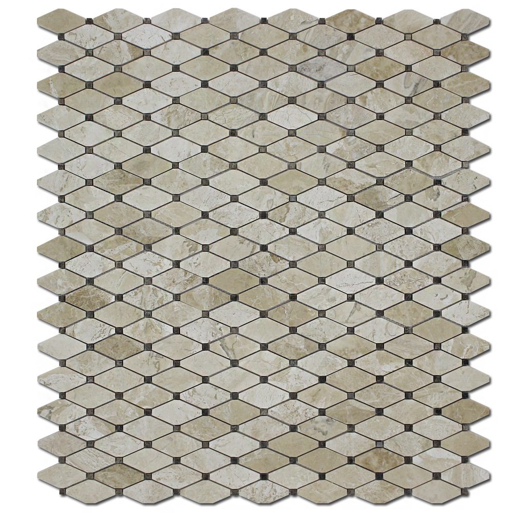 KARYA ROYAL: Emperador Marble Clipped Diamond Mosaic (12"x12"x3/8" | polished)
