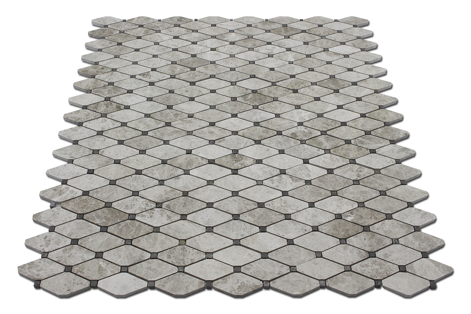 SILVER SHADOW: Marble Clipped Diamond Mosaic (12"x12"x3/8" | polished)