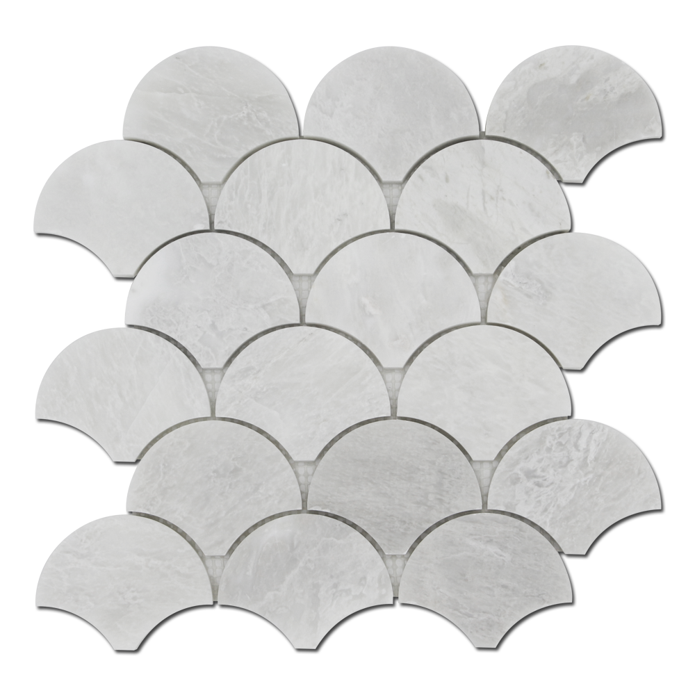ICEBERG: Marble Fish Scale Mosaic (11 1/2"x12 1/4"x3/8" | polished)