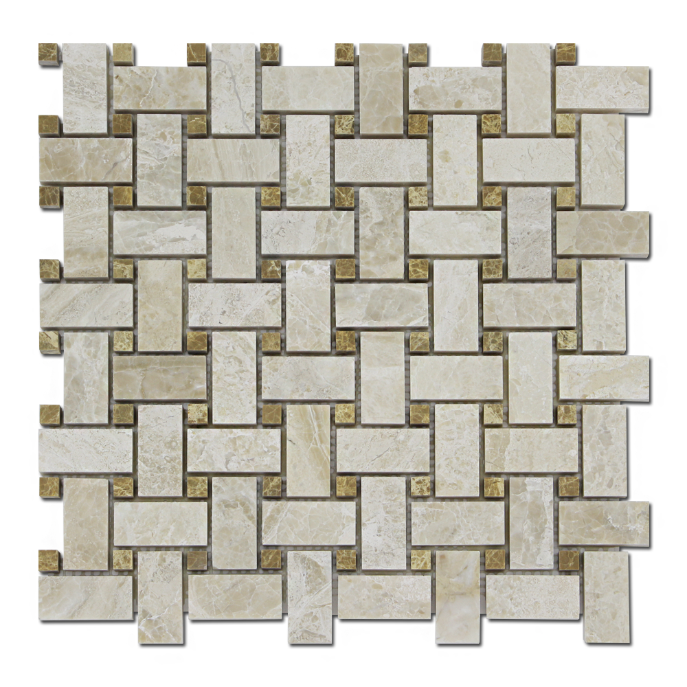 EMPERADOR: Karya Royal Marble Basketweave Mosaic (12"x12"x3/8" | polished)