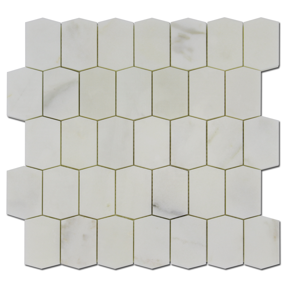 CALACATTA OLIVE: Marble Picket Mosaic (12"x12"x3/8" | polished)