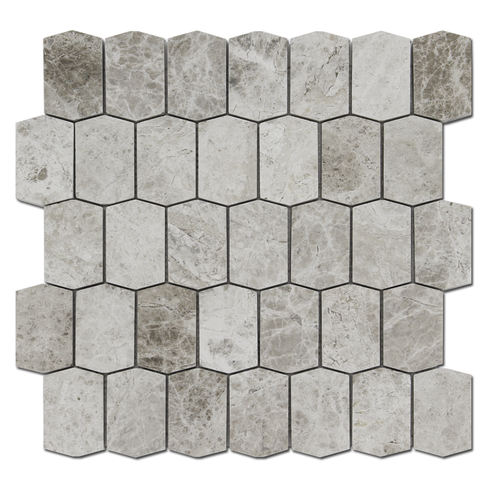 SILVER SHADOW: Marble Picket Mosaic (12"x12"x3/8" | polished)