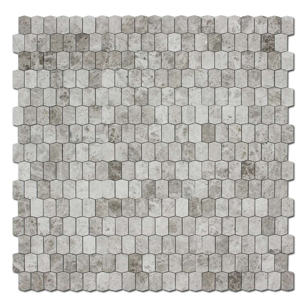SILVER SHADOW: Marble Picket Mosaic (12"x12"x3/8" | polished)