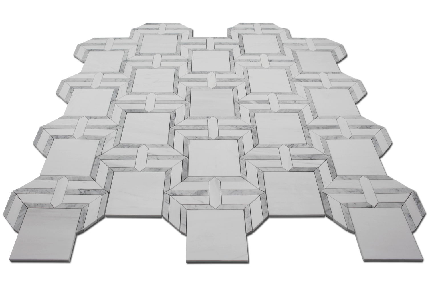 BIANCO VENATO: Carrara Marble & Dolomite Rhapsody Mosaic (10 1/2"x11"x3/8" | polished)