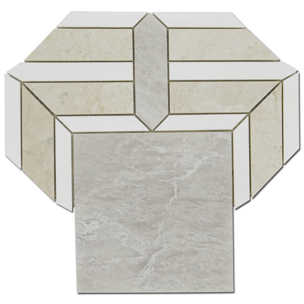 ICEBERG: Perla, Bianco Venato Marble Rhapsody Mosaic (10 1/2"x11"x3/8" | polished)