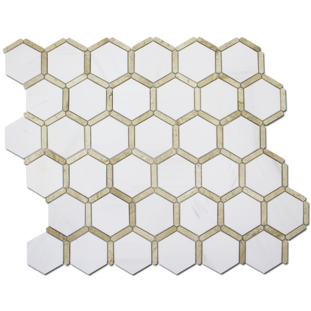 BIANCO VENATO: Karya Royal Marble 3" Sanibel Mosaic (12"x12"x1/4" | honed, polished)