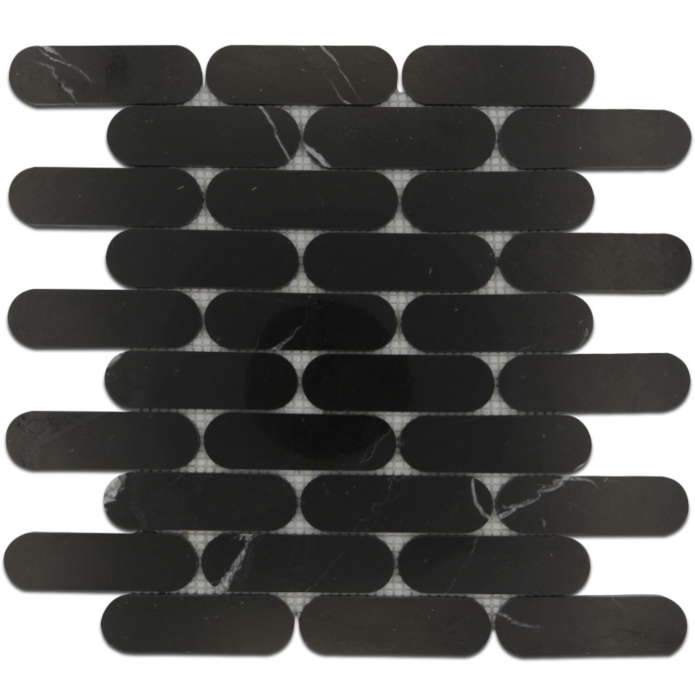 TAURUS BLACK: Marble Eclipse Mosaic (12"x12"x3/8" | polished)